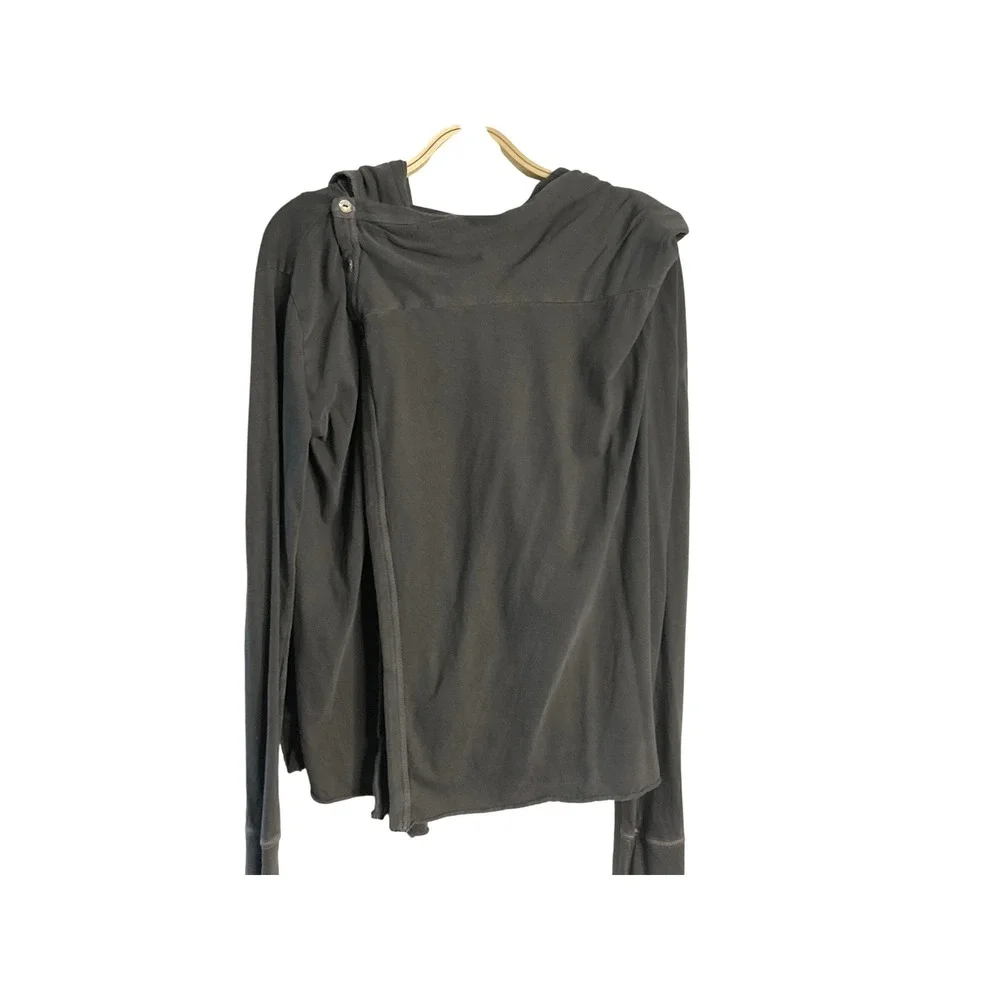Free People We The Free Bond Cardigan Charcoal Grey Asymmetrical Wrap Hooded S
